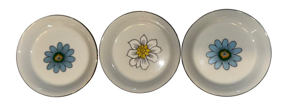 Vintage Creative Japan Floral Ring Dishes x 3 Mod Boho Hippie Cottage